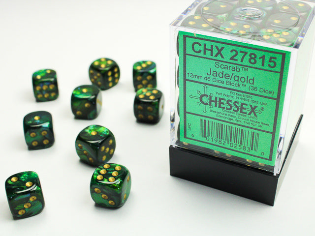 Chessex D6 Block: Scarab (Jade/Gold) - War Games USA