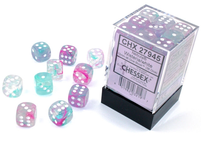 Chessex D6 Block: Nebula (Wisteria/White) - War Games USA