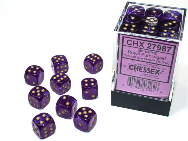 Chessex D6 Block: Borealis (Royal Purple/Gold) - War Games USA