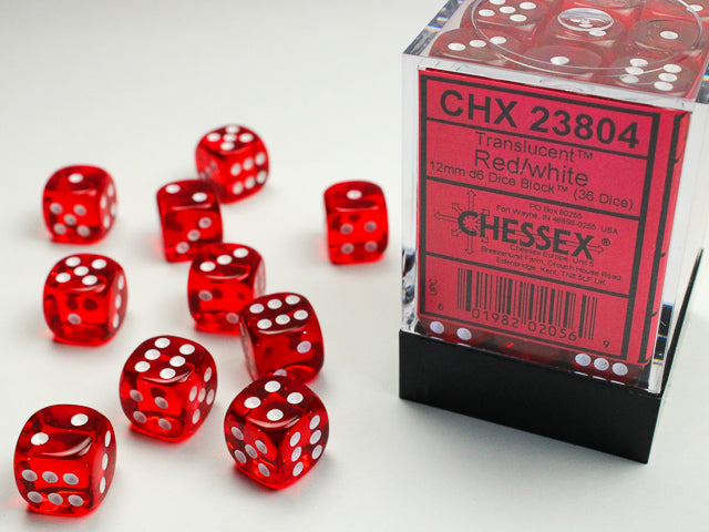 Chessex D6 Block: Translucent (Red/White) - War Games USA