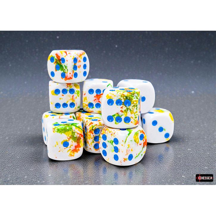 Chessex D6 Block: Brush Breezy/Blue (16mm)