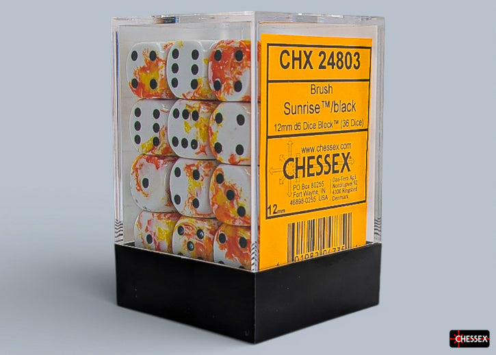 Chessex D6 Block: Brush Sunrise/Black (12mm)