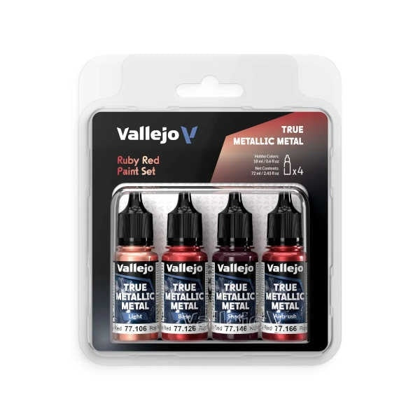 Vallejo True Metallic Metal: Ruby Red Color Set (4)