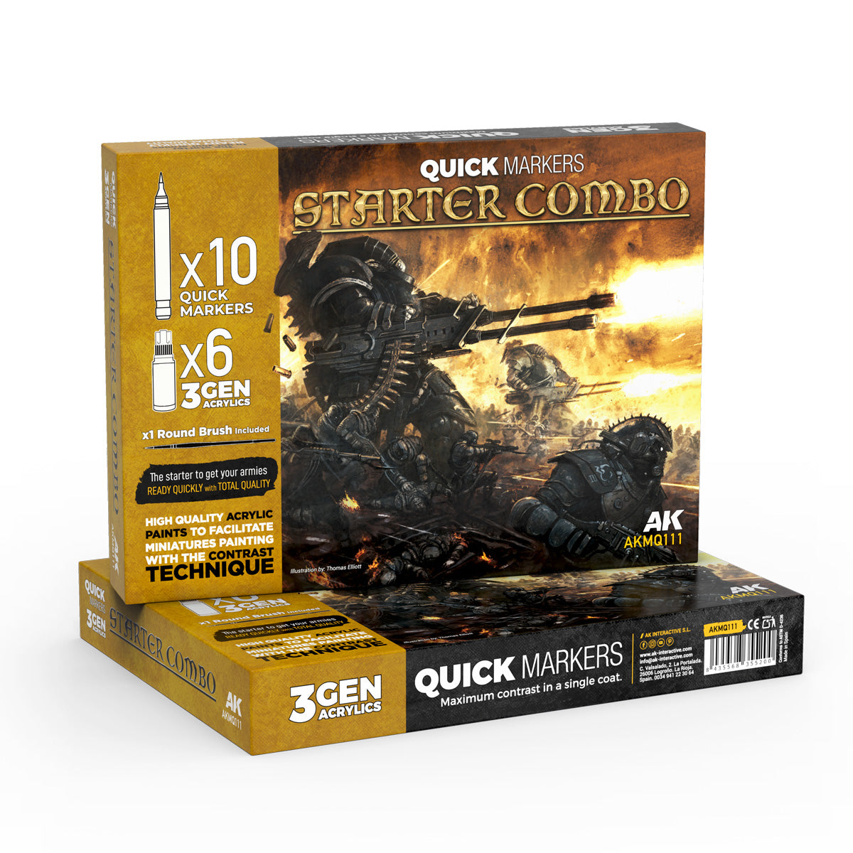 AK Interactive Starter Combo Quick Markers + 3 Gen Set | War Games USA