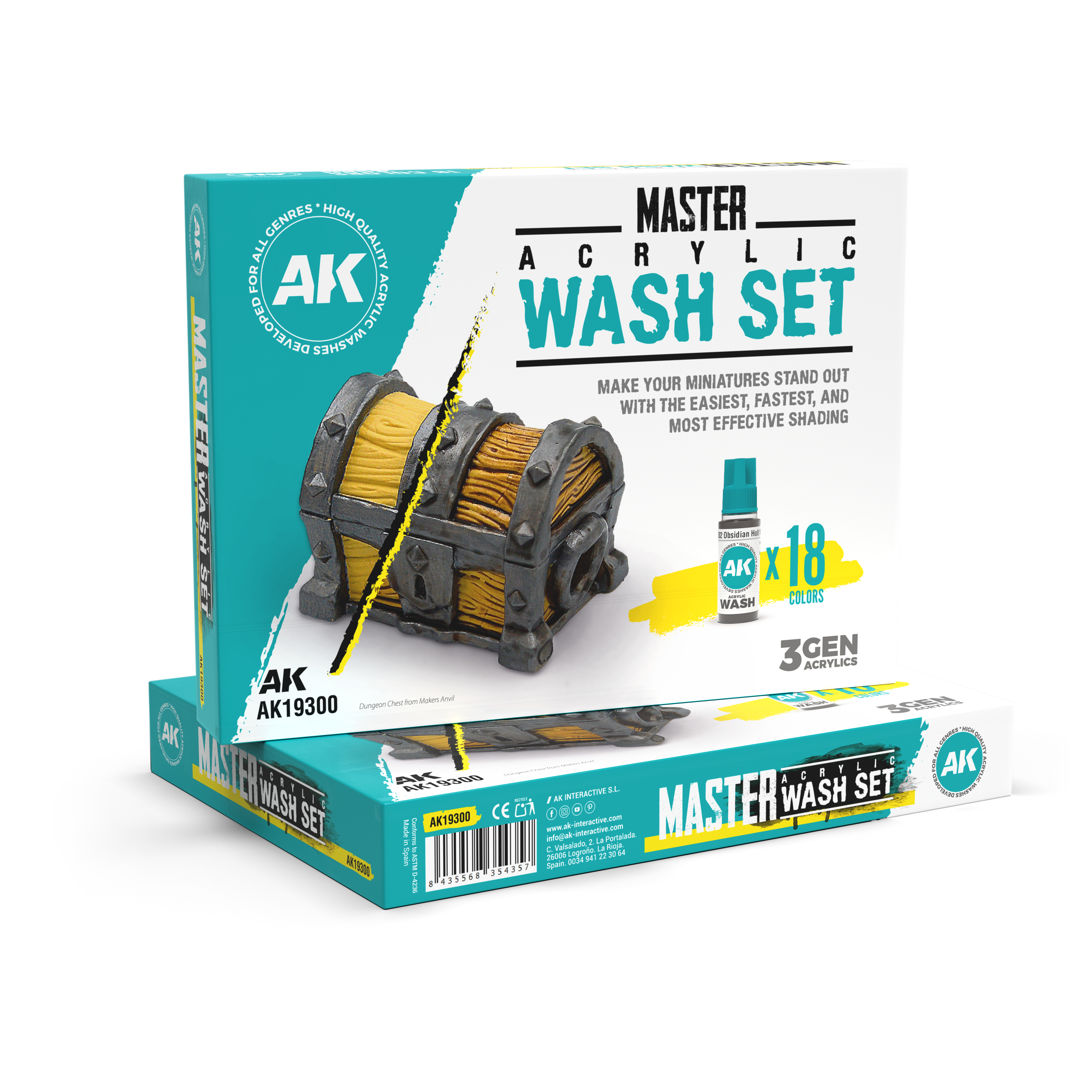 AK Interactive Master Acrylic Wash Set – Full Range (18 Colors) - War Games USA