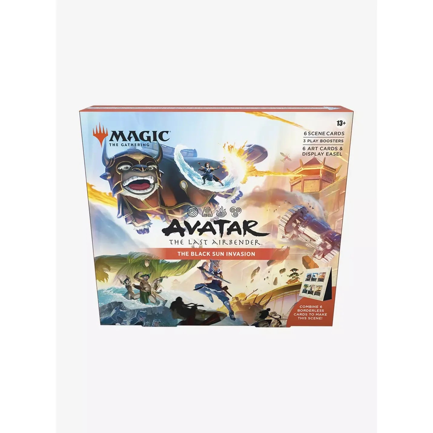 Magic: The Gathering Avatar: The Last Airbender Scene Box featuring The Black Sun Invasion, with vibrant artwork and collectible card game elements.