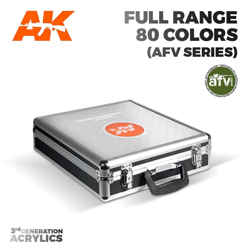 AK Interactive 3G Acrylics Briefcase - 80 Colors Full AFV Range - War Games USA