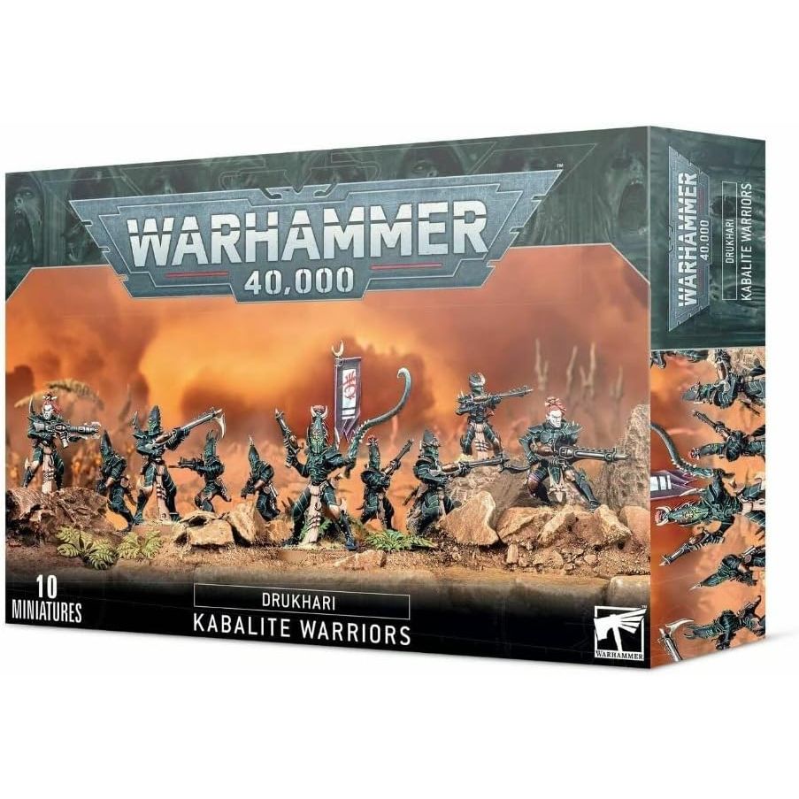 Kabalite Warriors miniature from Warhammer 40K Drukhari range by Games Workshop, featuring detailed dark eldar warrior figures.