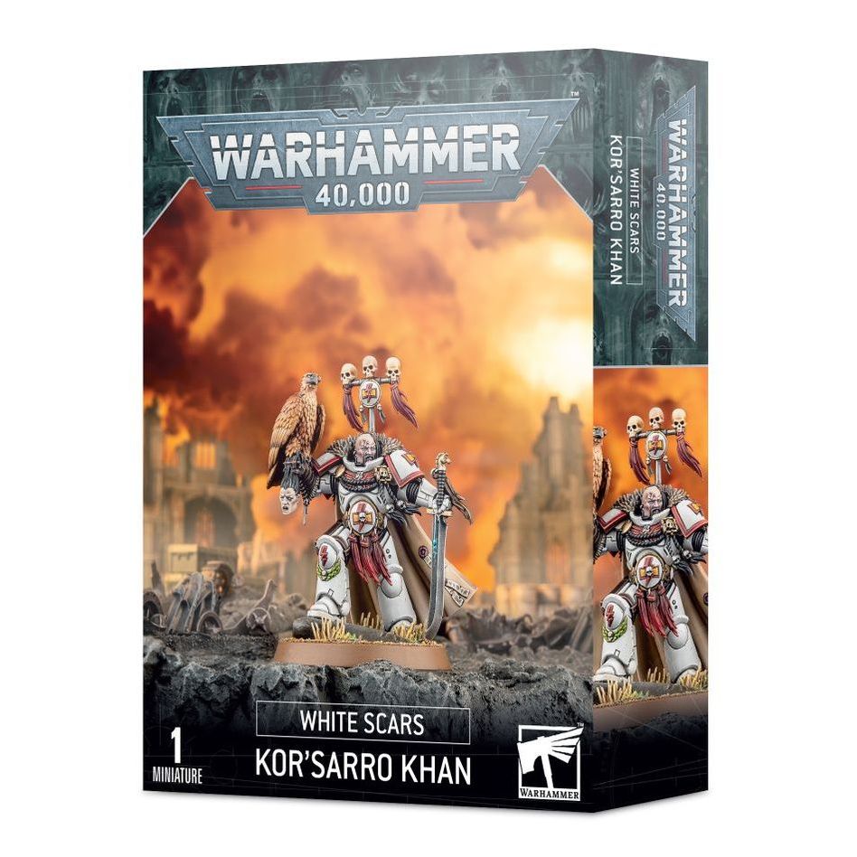 Kor'sarro Khan miniature from the White Scars Space Marines, detailed figure by Games Workshop for Warhammer 40K.