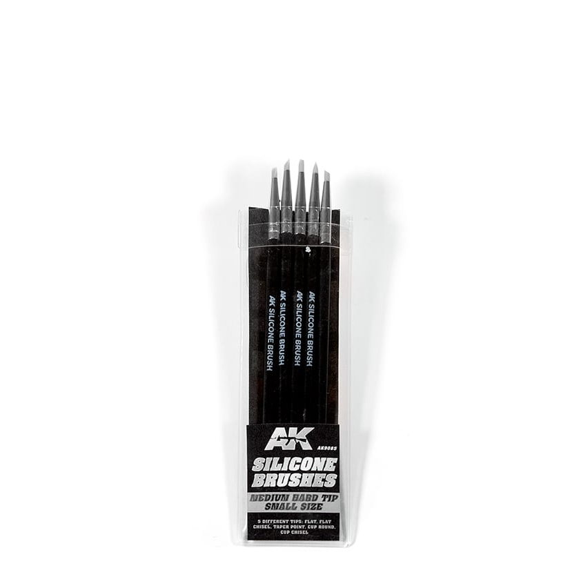 AK Interactive Silicone Brushes Medium Hard Tip, Small - 5Pk - War Games USA