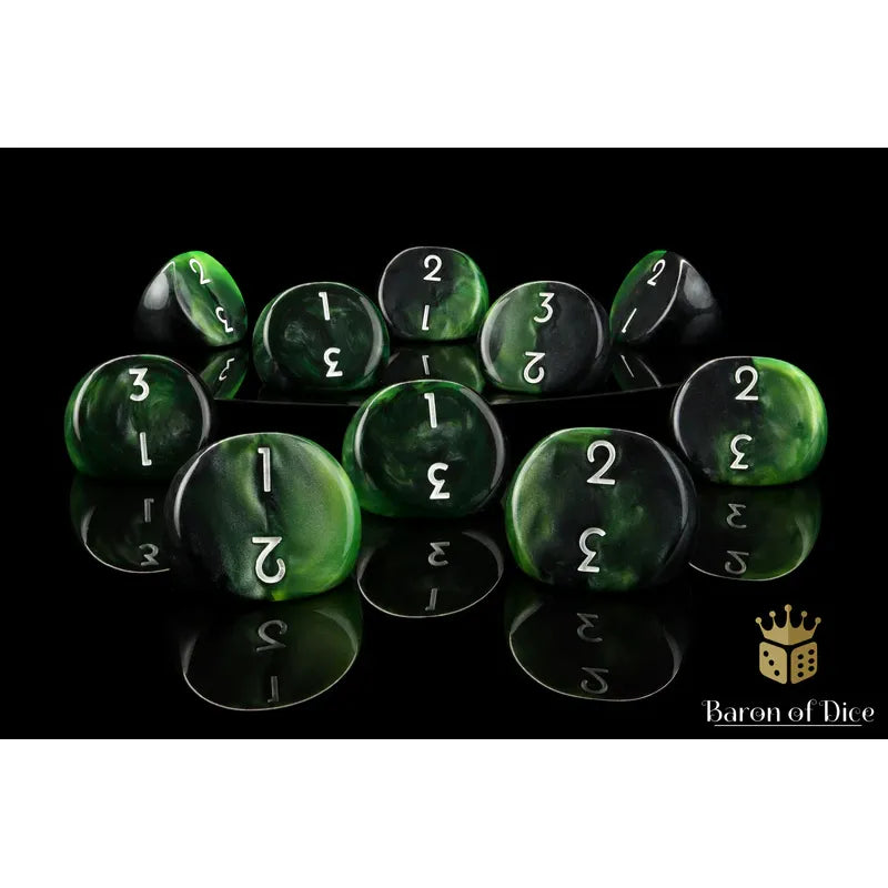Specialty D3 Dice (Trapezoid, Green) - Baron of Dice