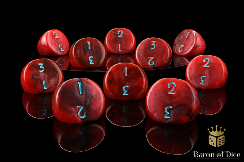 Specialty D3 Dice (Trapezoid, Red) - Baron of Dice