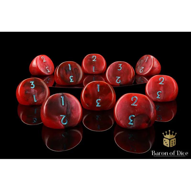 Specialty D3 Dice (Trapezoid, Red) - Baron of Dice
