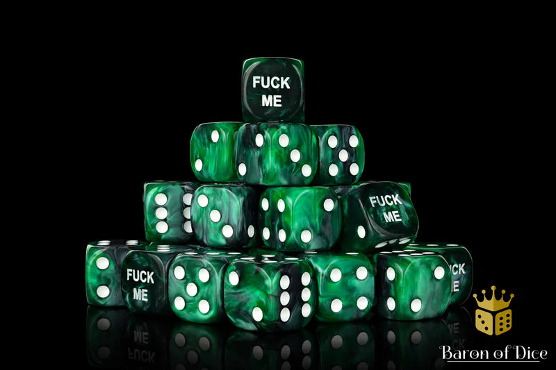 F*** Me Dice (Green, Round Corner) - Baron of Dice - War Games USA
