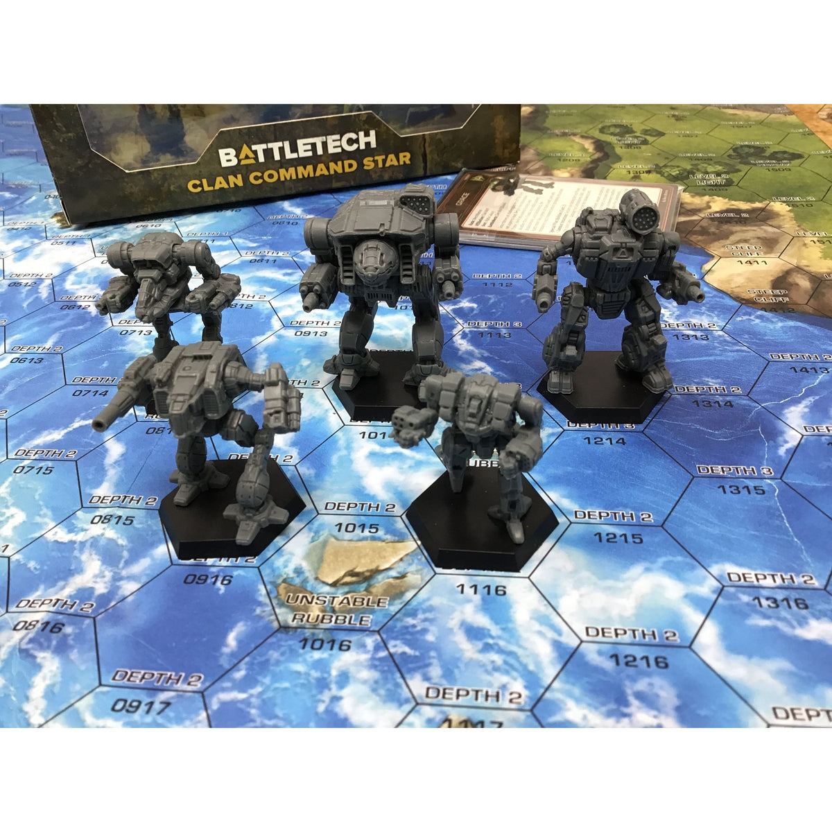 Clan Command Star ForcePack box for BattleTech, five unpainted Clan OmniMech miniatures