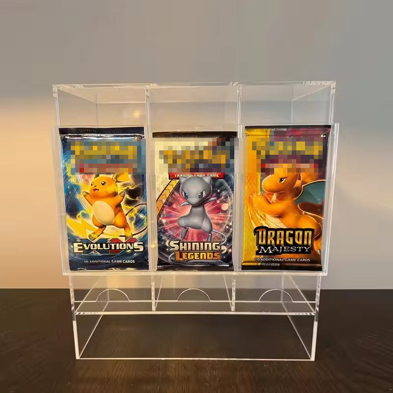 Acrylic 3-Slot Booster Pack Dispenser — Fits Pokémon & MTG Packs