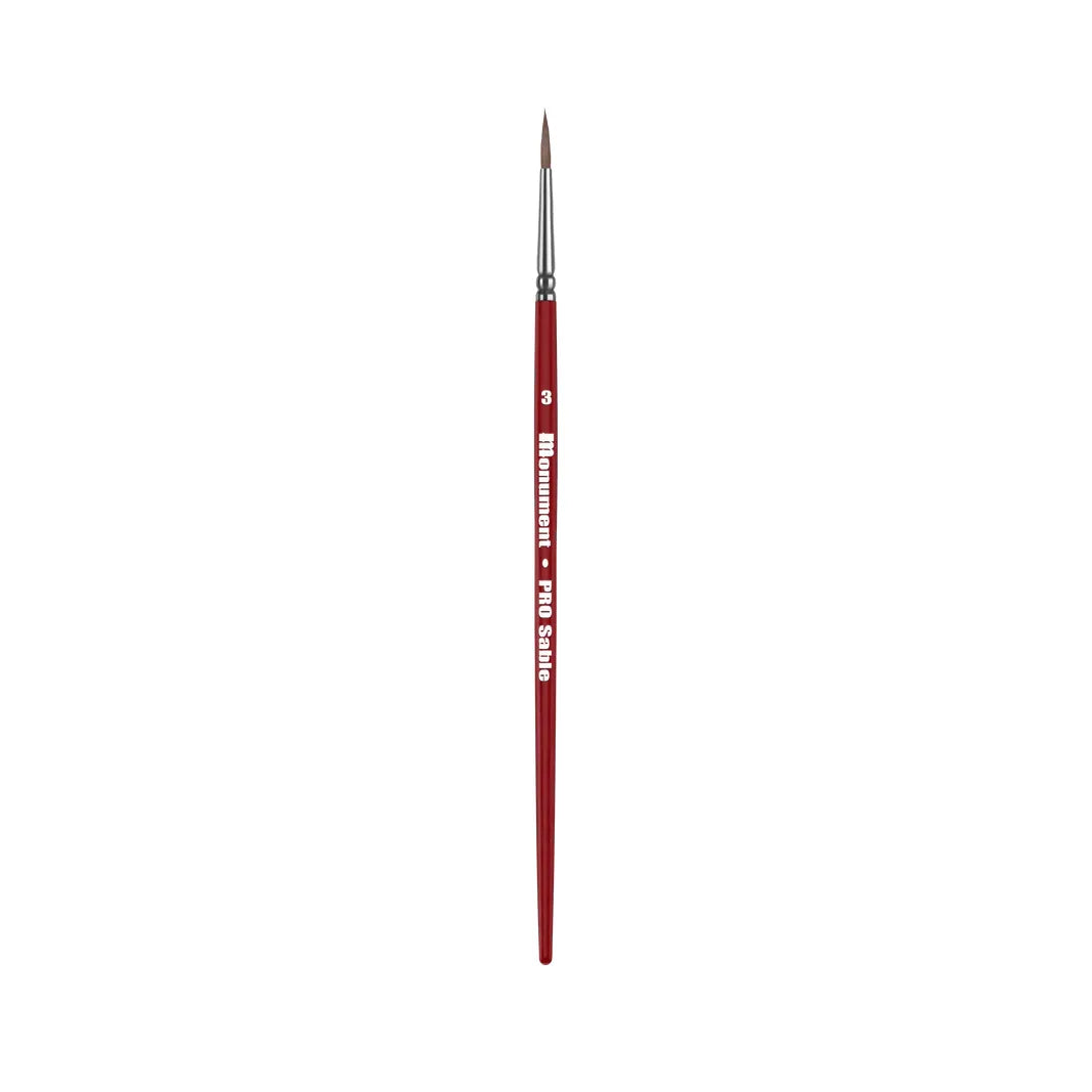 Image of Monument Hobbies PRO Sable #3 paintbrush, showcasing its fine sable bristles and ergonomic handle.