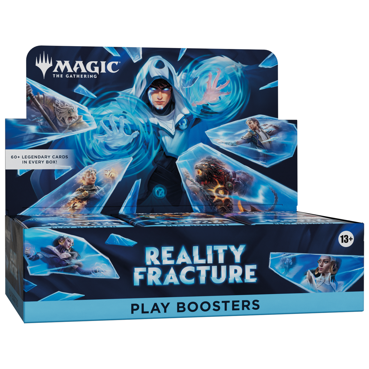 Retail display box of thirty Magic: The Gathering Reality Fracture Play Boosters.