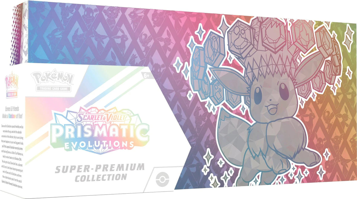Front of the Pokémon TCG Prismatic Evolutions Super-Premium Collection box showing Eevee ex