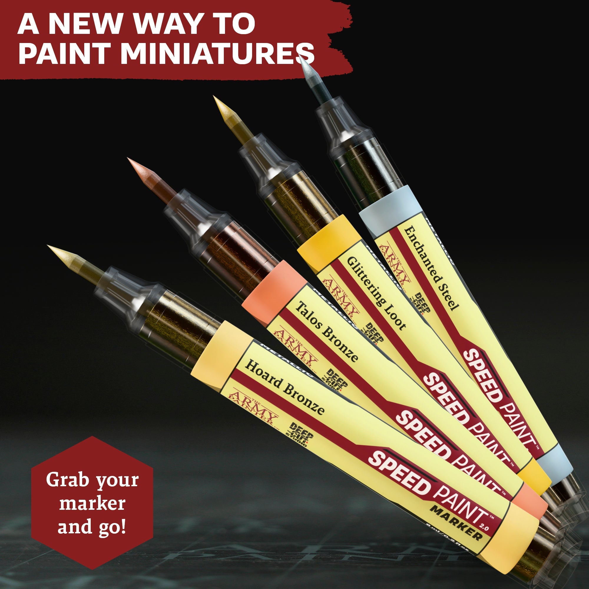 The Army Painter Speedpaint Marker Metallics Set — 10 brush-free metallic Felt-Tech markers in gold, silver, bronze and copper (view 2)