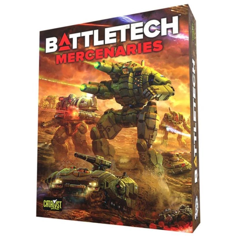 BattleTech Mercenaries Box Set with BattleMechs and vehicles.