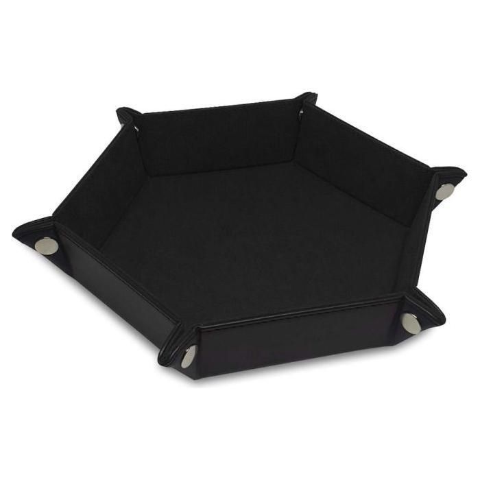 BCW Dice Tray LX Hex Black with faux suede interior for tabletop games.