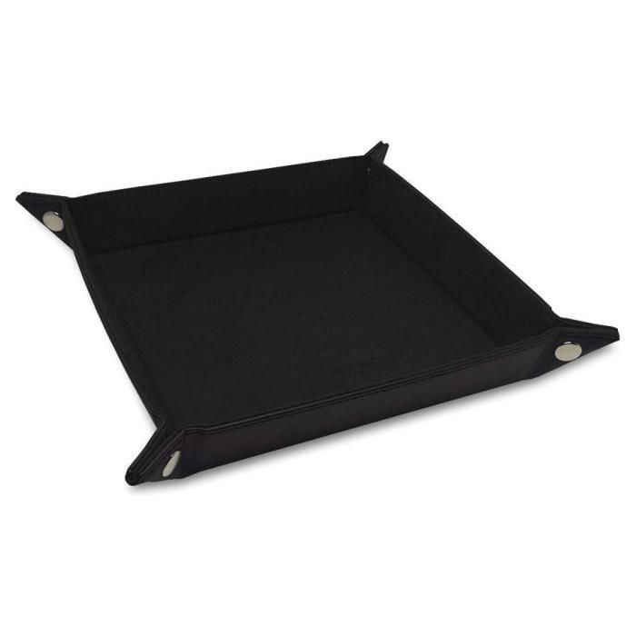 BCW Dice Tray LX Square in black leatherette with colored suede interior for tabletop games.