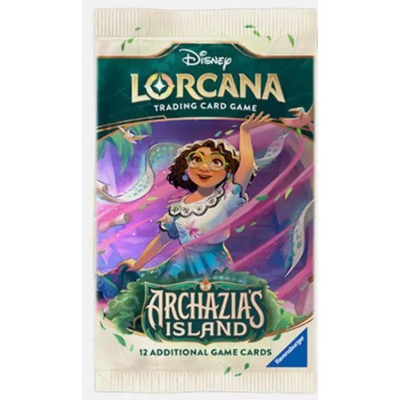 Lorcana: Set 7 Archazia’s Island pre-order pack with 12 trading cards.