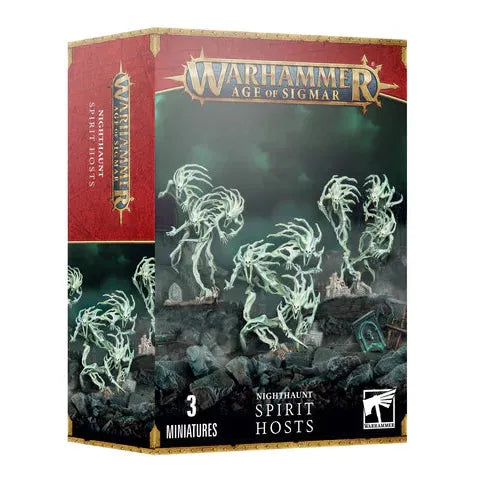 Warhammer Age of Sigmar Nighthaunt Spirit Hosts box set with three miniatures and bases.