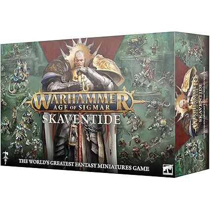 Warhammer: Age of Sigmar: Skaventide box set with Stormcast Eternals and Skaven miniatures.