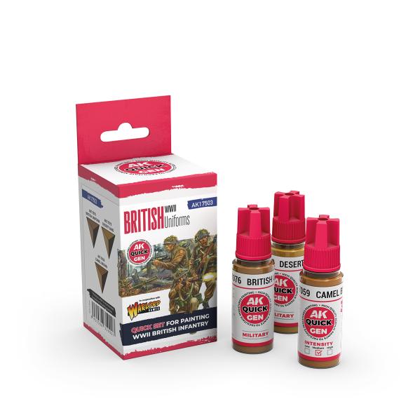 AK-Interactive: Quick Gen Acrylic Contrast -British Uniforms (Quick Gen Set) - War Games USA
