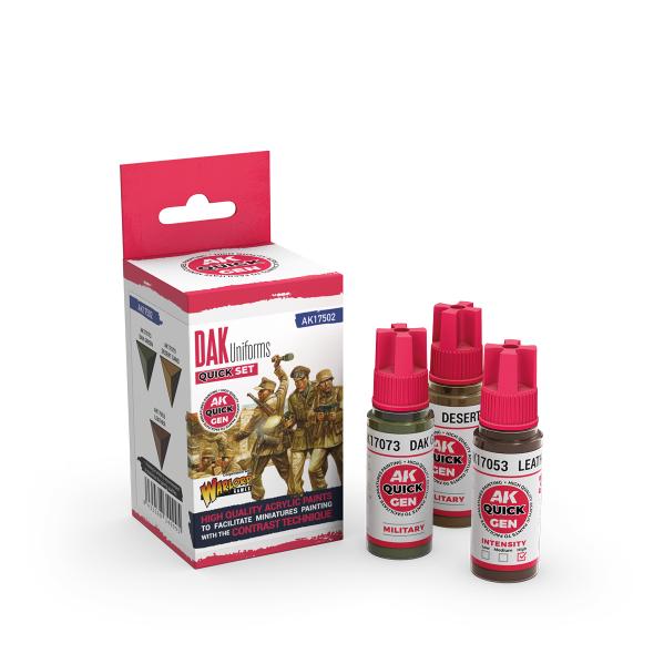 AK-Interactive: Quick Gen Acrylic Contrast -Dak Uniforms (Quick Gen Set) - War Games USA