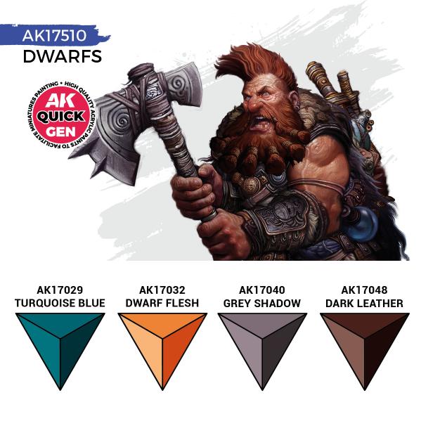 AK-Interactive: Quick Gen Acrylic Contrast -Dwarfs (Quick Gen Set) - War Games USA