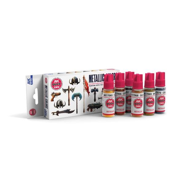AK-Interactive: Quick Gen Acrylic Contrast -Metallics (Quick Gen Set) - War Games USA