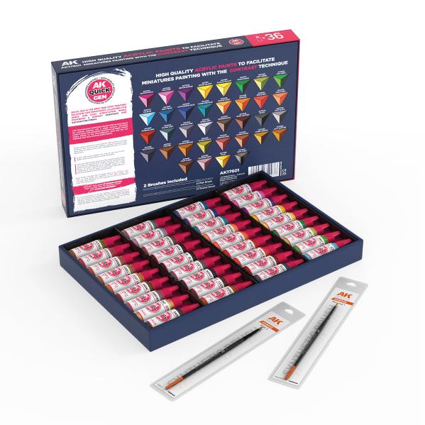 AK-Interactive: Quick Gen Acrylic Contrast -Quick Paint Set 36 Quick Gen Colors - War Games USA