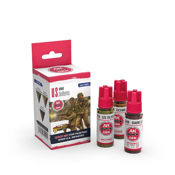 AK-Interactive: Quick Gen Acrylic Contrast -Us Uniforms (Quick Gen Set) - War Games USA