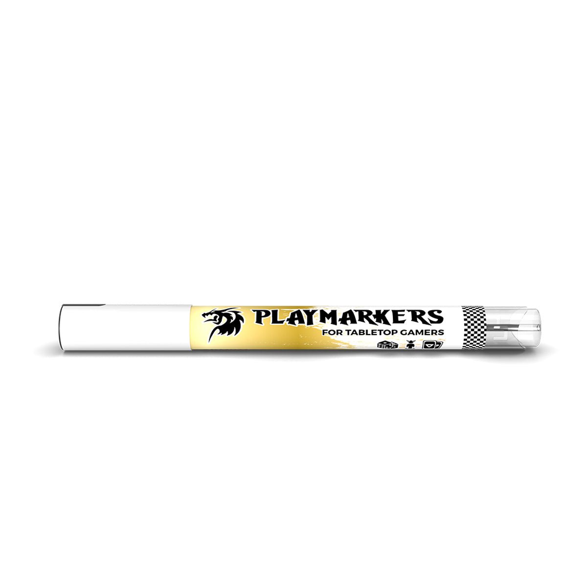 Acrylic paint marker with brush tip for modelers and gamers, fast-drying and water-resistant.