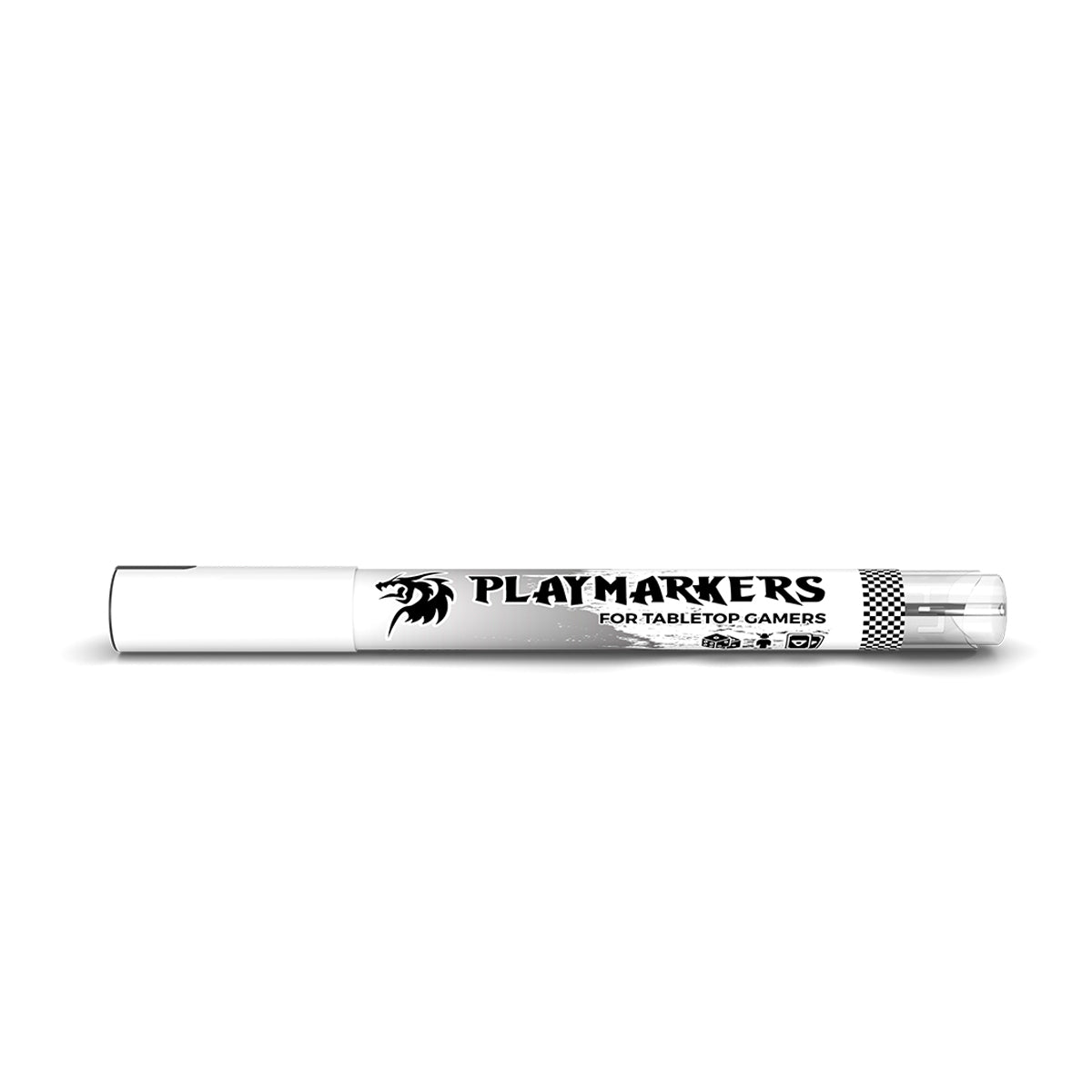 Acrylic paint marker with brush tip for modelers and gamers, silver color.