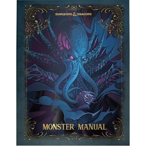 Dungeons & Dragons RPG Monster Manual Alternate Hard Cover 2024 with intricate artwork featuring a monster.