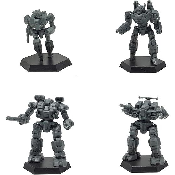 BattleTech Inner Sphere Battle Lance miniatures set including Warhammer, Rifeman, Phoenix Hawk, and Wasp for tabletop games.