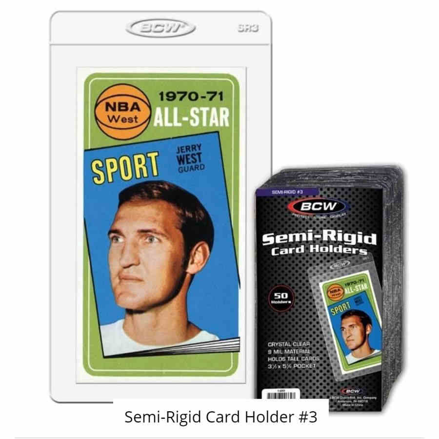 Semi-Rigid #3 card holders display case with graded card and packaging.
