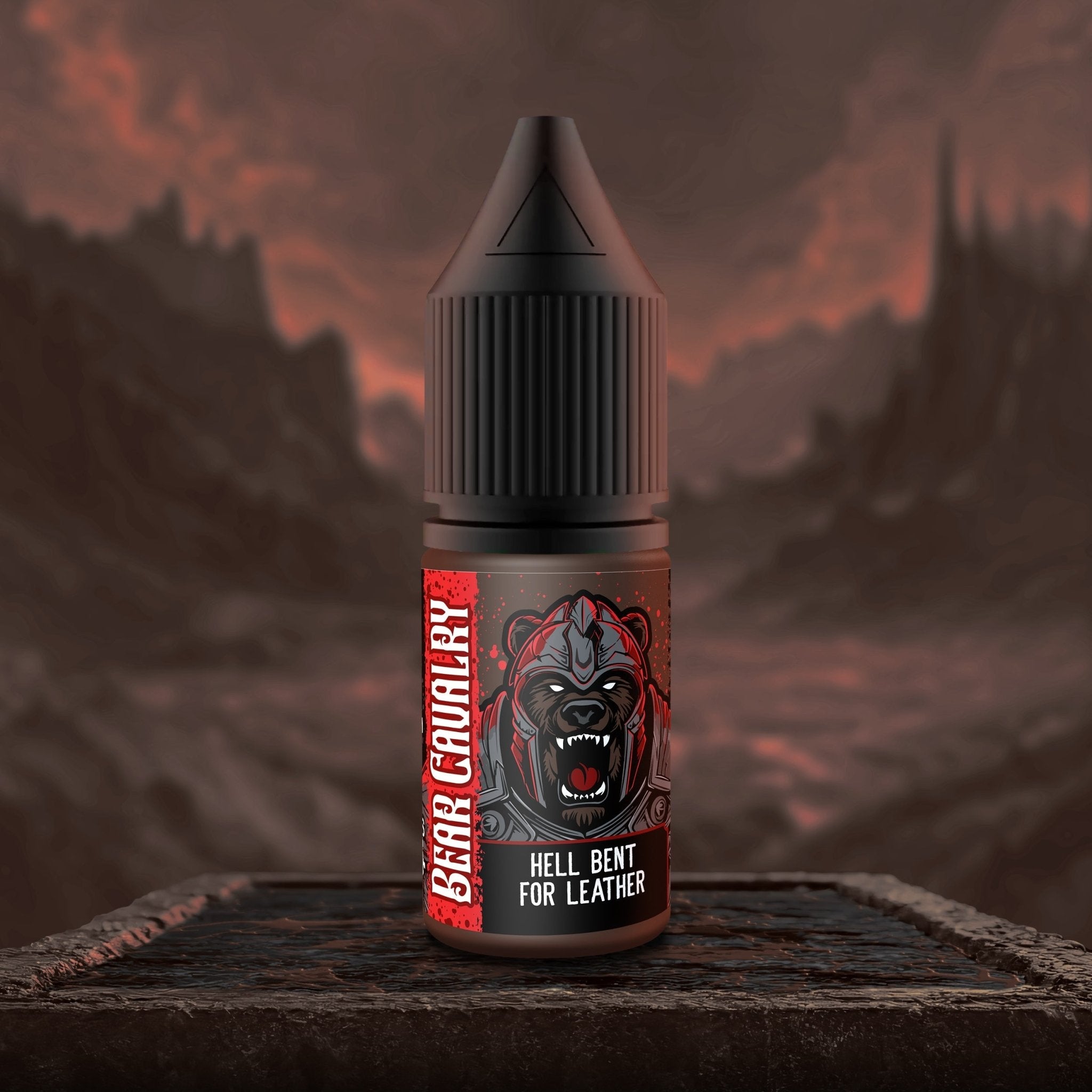 Bear Cavalry Paints - Hell Bent for Leather (Brown) 10ml bottle on textured surface.