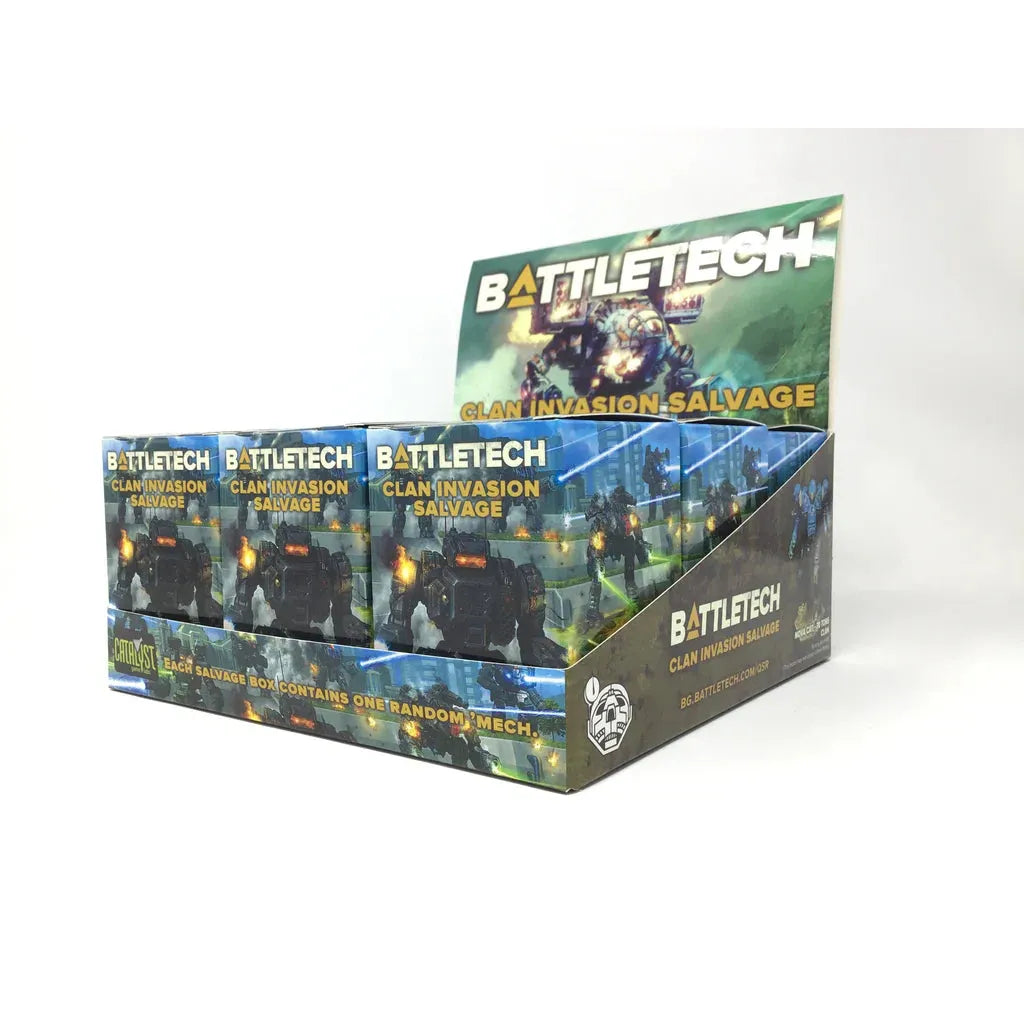 BattleTech: Clan Invasion Salvage Blind Box Display featuring miniatures.