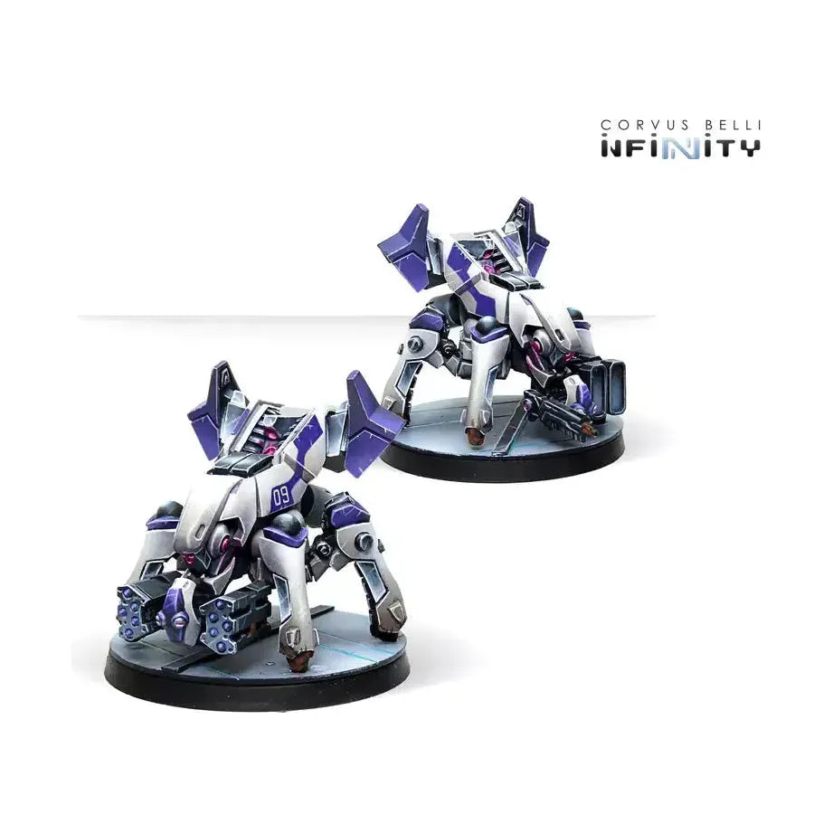 ALEPH Rebots Remotes Pack with two robotic miniatures featuring diverse weapon options.