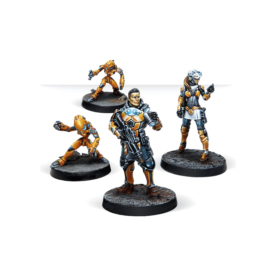 Infinity by Corvus Belli - Yu Jing Support Pack miniatures set featuring MECH-ENGINEER and Zhanshi YĪSHĒNG.