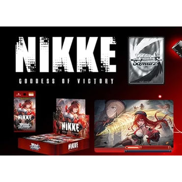 Display box of WeisSchwarz Goddess of Victory: NIKKE Vol. 2 booster cards by Bushiroad, featuring colorful game artwork.