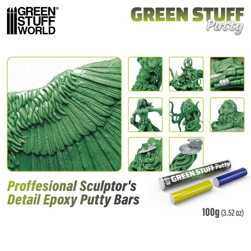 Green Stuff World Green Stuff Bar 100g putty for sculpting and modeling.