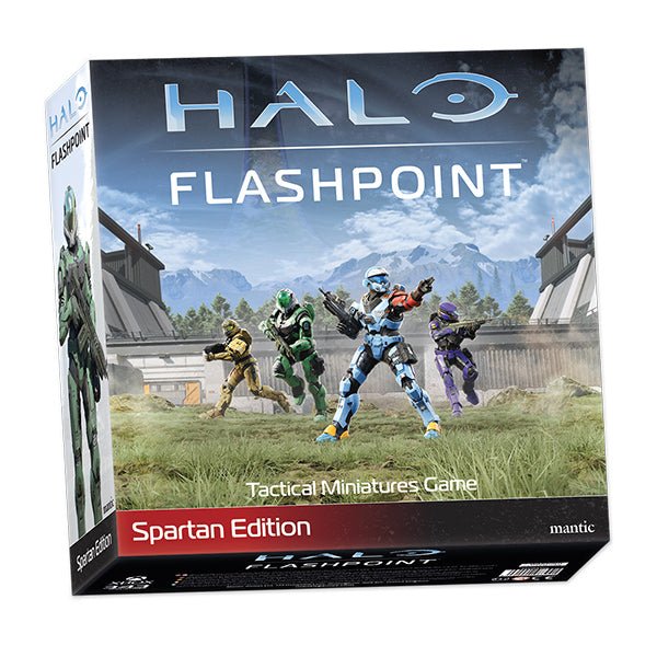 HALO: Flashpoint Spartan Edition board game box with Spartan models on the cover.