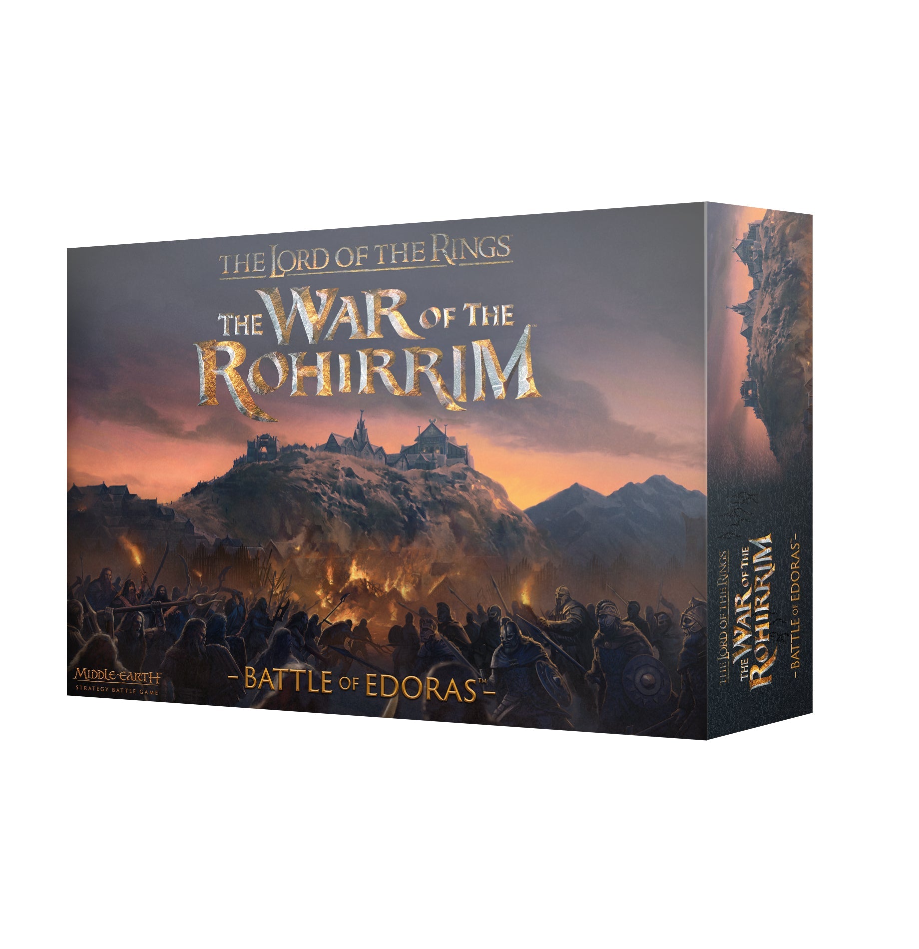 Warhammer War: The Lord of The Rings - Battle of Edoras box set featuring miniatures and accessories.