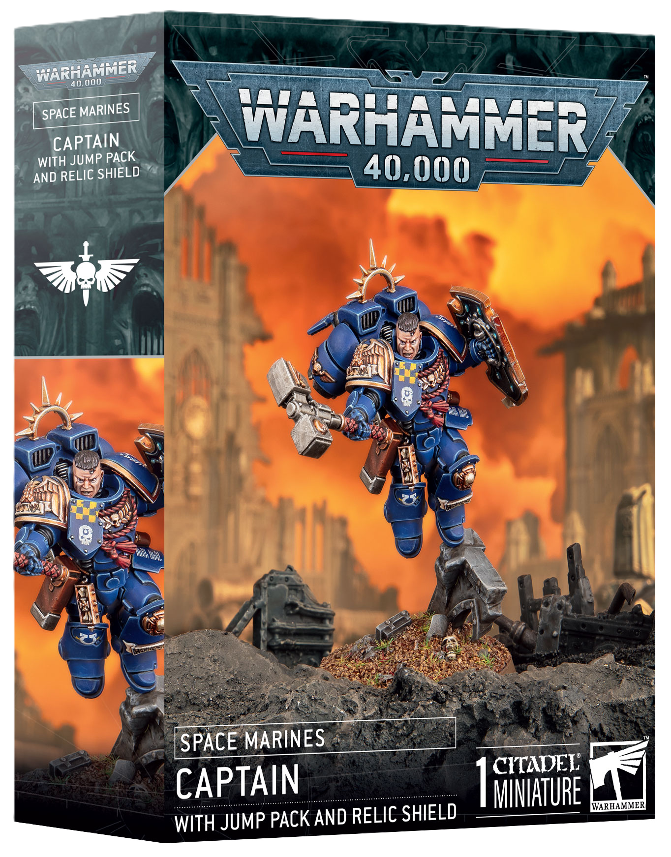 Space Marines Captain with Jump Pack and Relic Shield - War Games USA